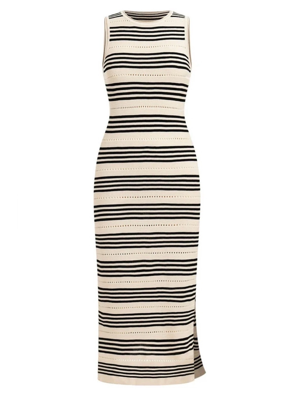 Massimo Dutti Sleeveless Striped Knit Maxi Dress in Cream and Black size Xs